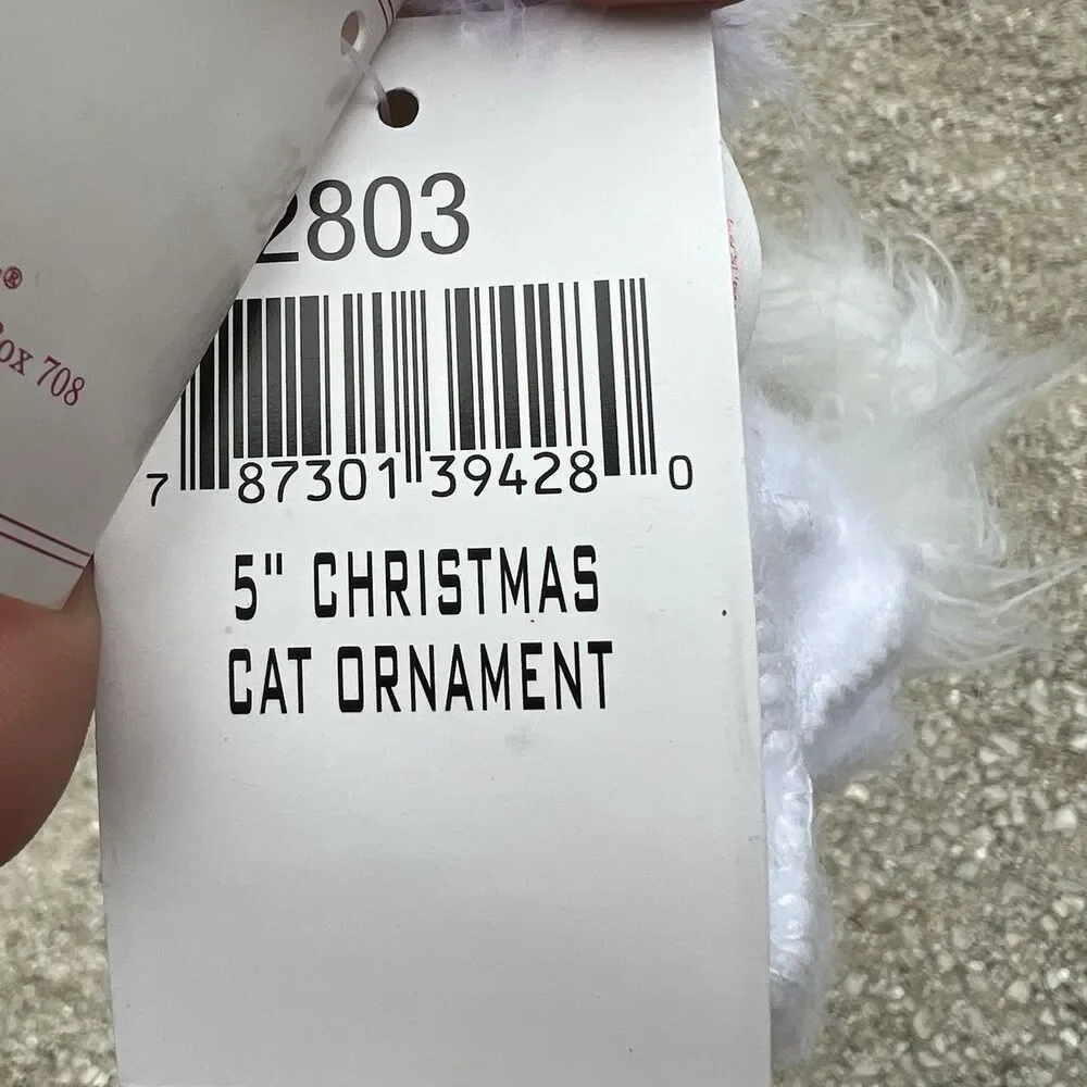 Annalee Lord & Taylor 2003 Cat Ornament Wreath Posable Santa Hat 5 Inch VTG